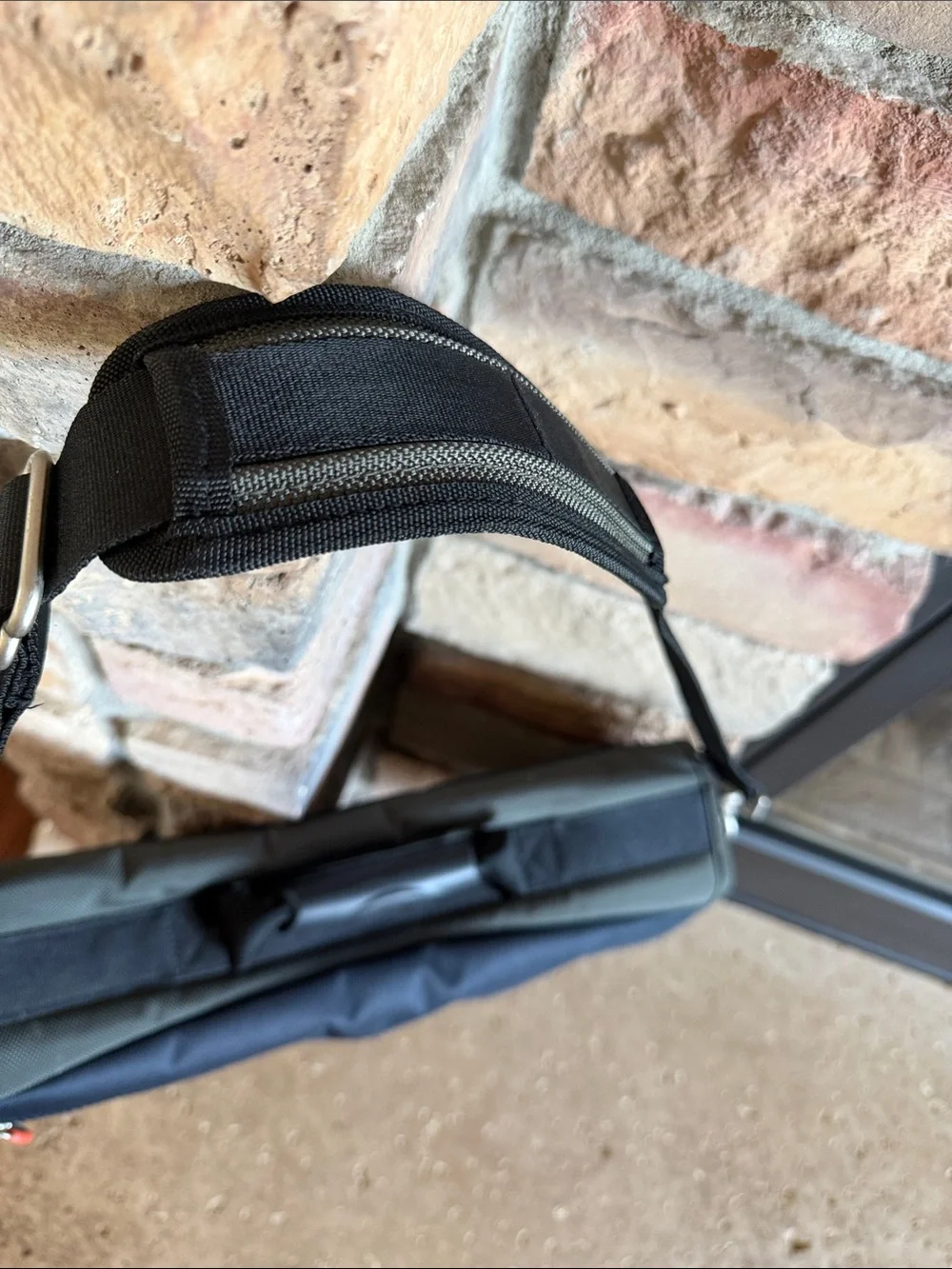 Eddie Bauer Navy, Gray & Black Messenger Bag with Red Accent